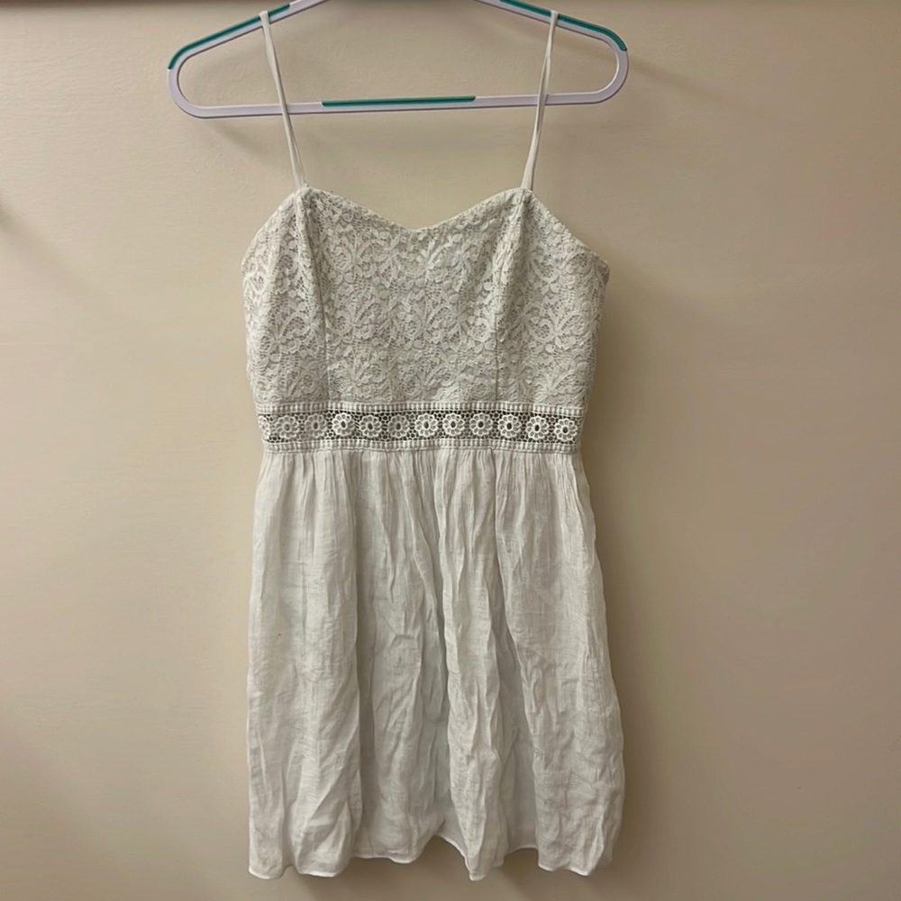 White spaghetti strapped mini dress size 13